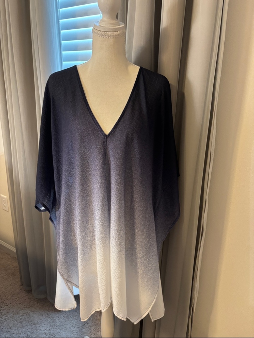 Xhilaration Navy to White Ombre V-Neck Swim Coverup